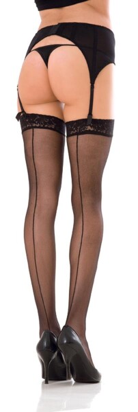 René Rofé Lace top sheer thigh high w. backseam