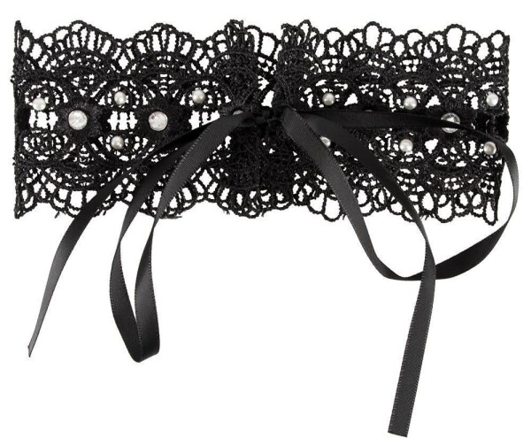 Cottelli Collection Stick Embroidered Collar with Rhinestones