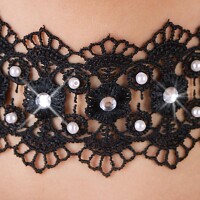 Cottelli Collection Stick Embroidered Collar with Rhinestones