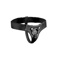 Strap U Strap-on Harness aus Leder in Schwarz