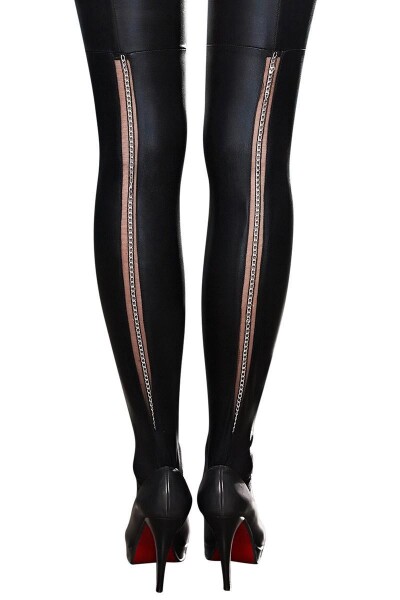7Heaven Black Straps Tights A0190
