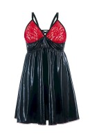 schwarz/rotes Wetlook Chemise SB/1003 Sexy Base Kollektion by Andalea