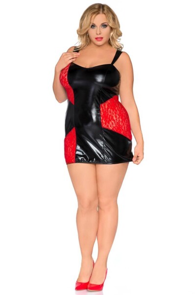 schwarz/rotes Wetlook Chemise SB/1006