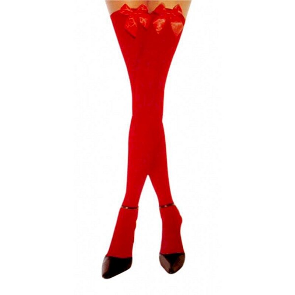 Leg Avenue Nylonstrümpfe mit Schleife in Rot