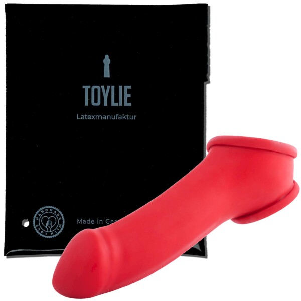 Toylie Latex Penishülle - Erik (Schaft 13 cm, Öffnung 5,5 cm) - rot