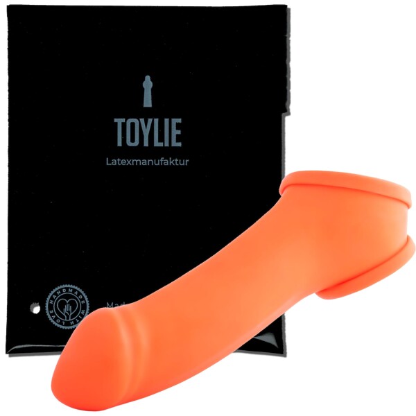 Toylie Latex Penishülle - Erik (Schaft 13 cm, Öffnung 5,5 cm) - neon orange