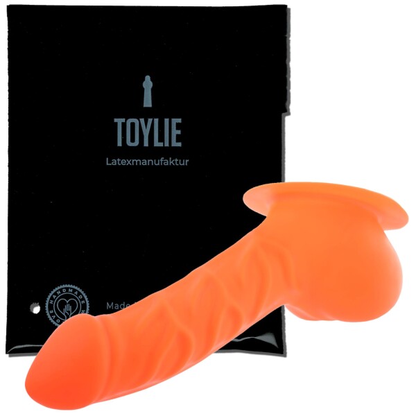 Toylie Latex Penishülle - Franz BP (Schaft 14 cm, Öffnung 5,5 cm) - neon orange