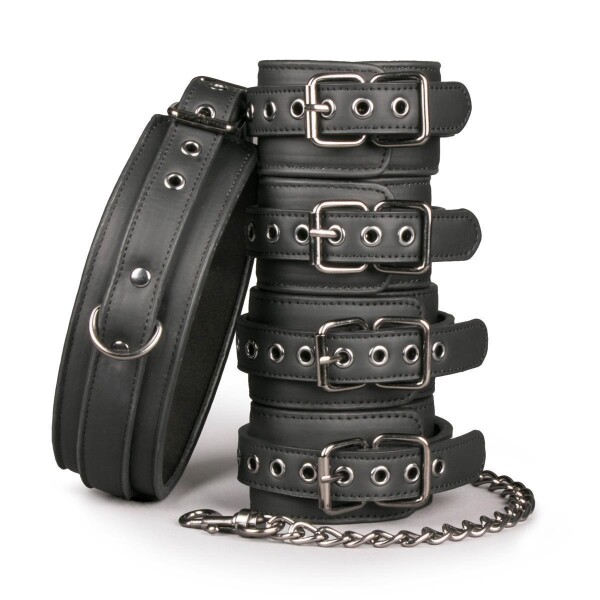 Easytoys Fetisch-Set mit Halsband, Fußgelenk- und Handgelenkmanschetten