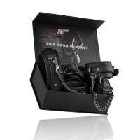 Easytoys Fetisch-Set mit Halsband, Fußgelenk- und Handgelenkmanschetten