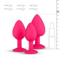 Analplug aus Silikon mit Diamant - pink
