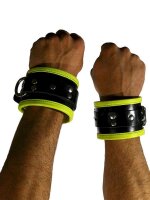 RudeRider Wrist Cuffs with Padding Leather Black/Yellow...