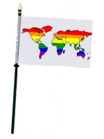 Rainbow World White Hand Flag / Handflagge