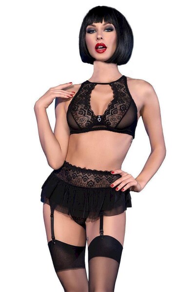 Chilirose Spitzen-Set CR4466 schwarz