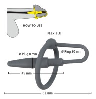Pplug mit Glansring grau von Penisplug