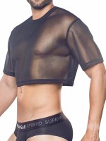 Supawear Mesh Oversized Crop Tee T-Shirt Black
