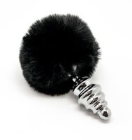 ALIVE Metal Anal Fluffy Twist Plug M Black