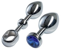 MALESATION Alu-Plug Set mit Stoßgriff & Schmuckstein, Chrom