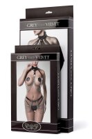 GREY VELVET 3-tlg.Set (Top, Harness, String) L