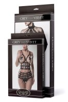 GREY VELVET 3-tlg. Set (Bralette, String, Rock) L-XL