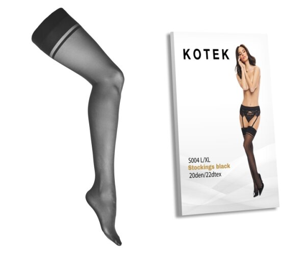 KOTEK Strapsstrümpfe S004 Schwarz L/XL