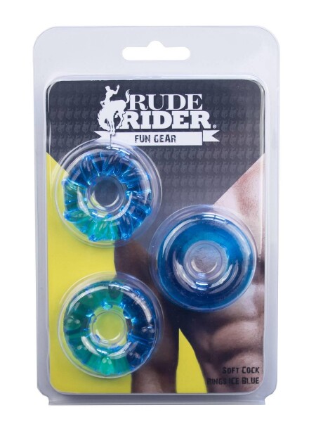 RudeRider Soft Cock Rings Ice Blue (3-Ring-Set)