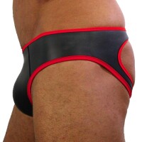 Rude Rider Neoprene Brief Open Back Bottoms Black/Red