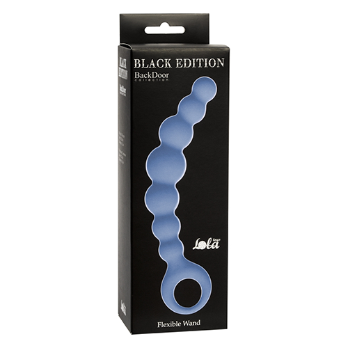 Backdoor Black Anal Beads Flexible Wand Blue