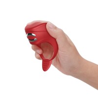 Foxshow - Vibrator - Silicone Ring Red USB 7 Function + Electro stim / remote control
