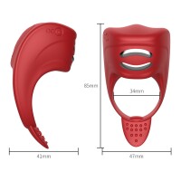 Foxshow - Vibrator - Silicone Ring Red USB 7 Function + Electro stim / remote control