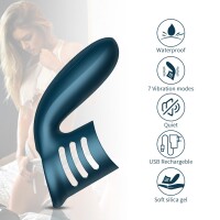Foxshow - Vibrator - Silicone Ring Blue USB 7 Function