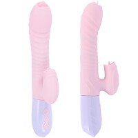 Foxshow - Vibrator - Silicone Vibrator USB 7 Function and Thrusting Function / Heating, pink
