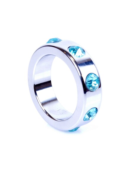 Metal Cock Ring with Light Blue Diamonds Medium by Boss Series