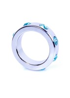 Metal Cock Ring with Light Blue Diamonds Medium by Boss Series