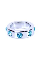 Metal Cock Ring with Light Blue Diamonds Medium by Boss Series
