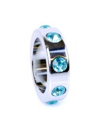Metal Cock Ring with Light Blue Diamonds Medium by Boss Series
