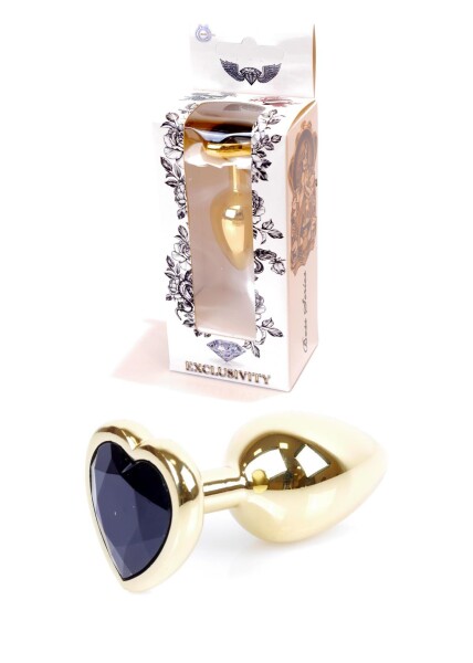 Boss Series Gold Heart Plug - Schwarz