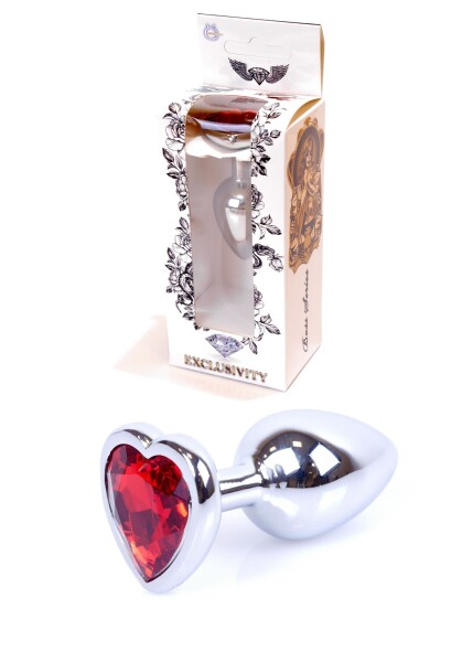 Plug-Jawellery Silver Heart PLUG- Red