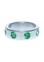 Metal Cock Ring with Green Diamonds Large
