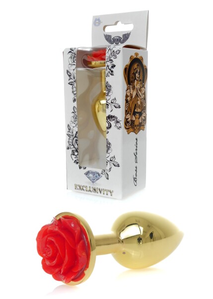 Gold Plug - Schmuck mit Rose - Rot