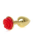 Gold Plug - Schmuck mit Rose - Rot