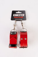 Kinkster Handmade Vegan Leather Anklecuffs Red
