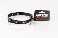 Kinkster - Vegan Leather Handmade Collar 2 Spikes Black