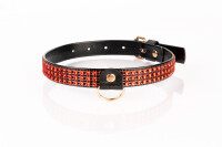 Kinkster - Vegan Leather - Handmade - Collar 2 red crystals