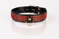 Kinkster - Vegan Leather Handmade Collar with Red Crystals