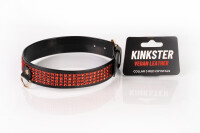 Kinkster - Vegan Leather Handmade Collar with Red Crystals
