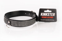 Kinkster - Vegan Leather - Handmade - Collar 3 silver crystals