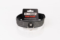 Kinkster - Vegan Leather - Handmade - Collar 3 silver crystals