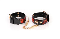 Kinkster - Vegan Leather - Handmade - Handcuffs red crystals