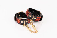 Kinkster - Vegan Leather - Handmade - Handcuffs red crystals