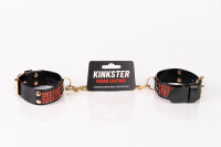 Kinkster - Vegan Leather - Handmade - Handcuffs red crystals